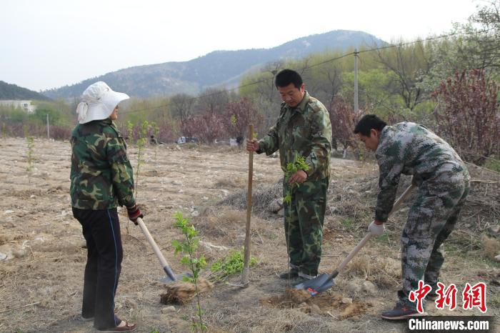 资料图：护林员开展退耕还林，植树绿化。　泰安市委宣传部供图